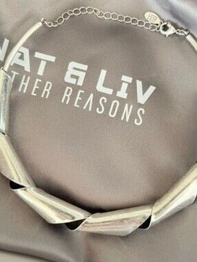 8 OTHER REASONS Twisted Collar Necklace, Silver, Rustic Style, New